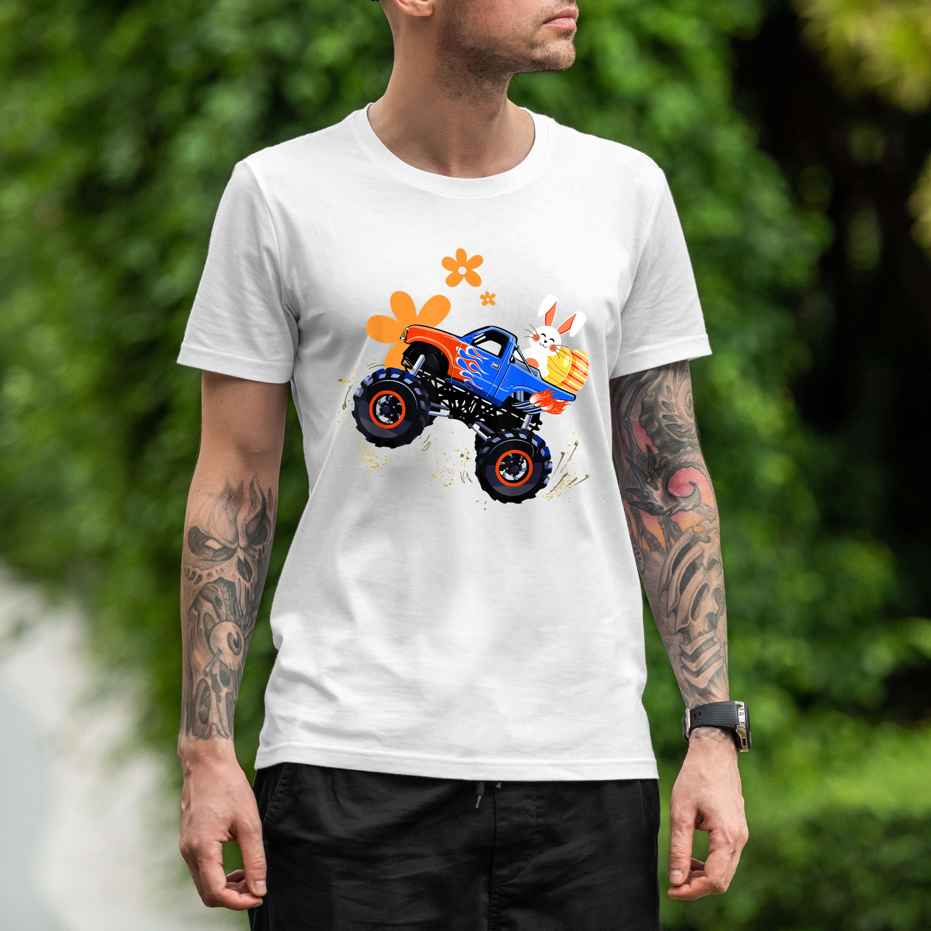 Bunny Easter Day Monster Truck Eggs Easter Gift Mens Womens Shirt 